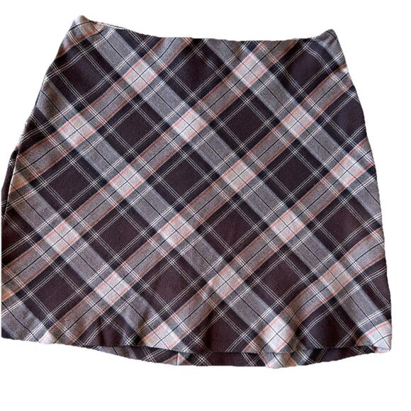 Vintage Byer Mini Plaid Skirt California 90s Gothic Punk School Brown Preppy S - Picture 1 of 8